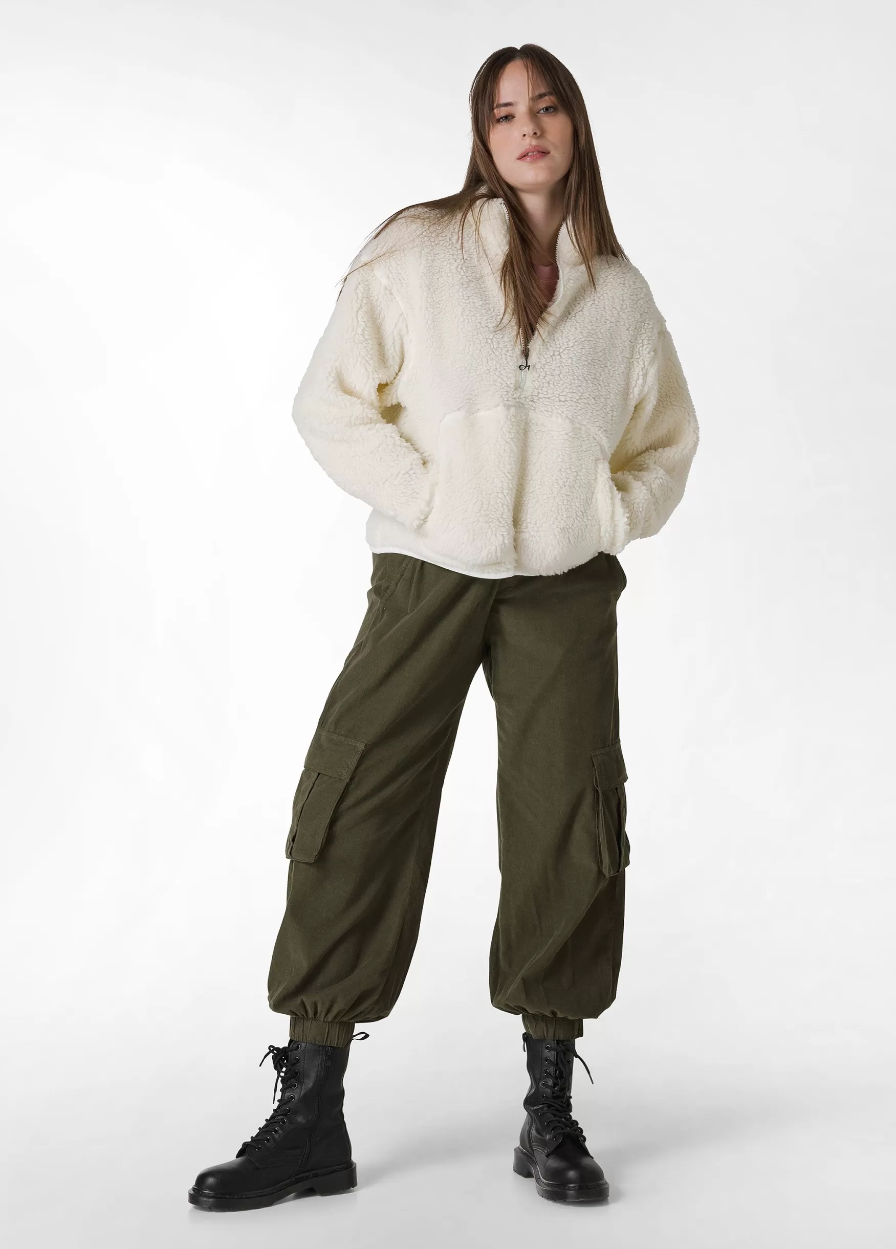 Shop DEHA Corduroy Cargo Pants Green Olive Green