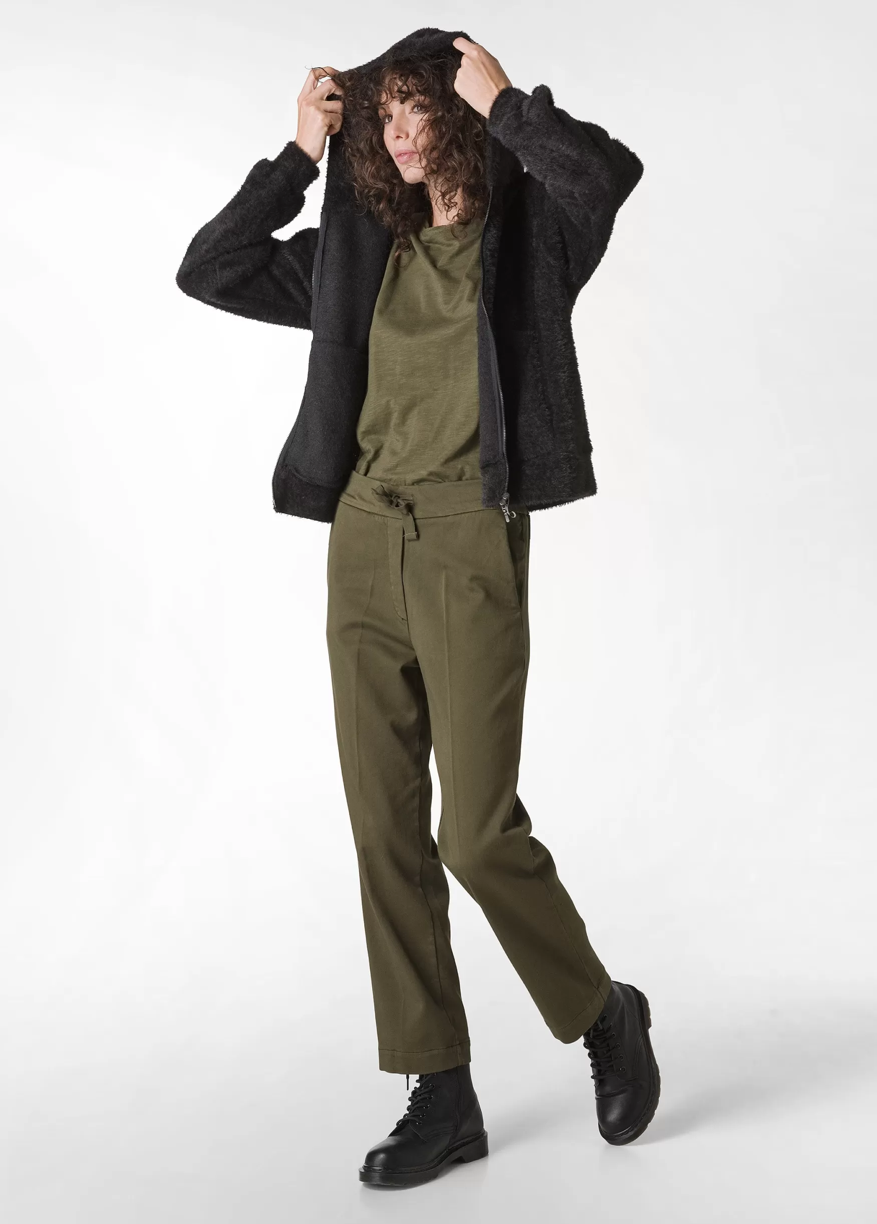 Cheap DEHA Gabardine Straight Pants Green Olive Green