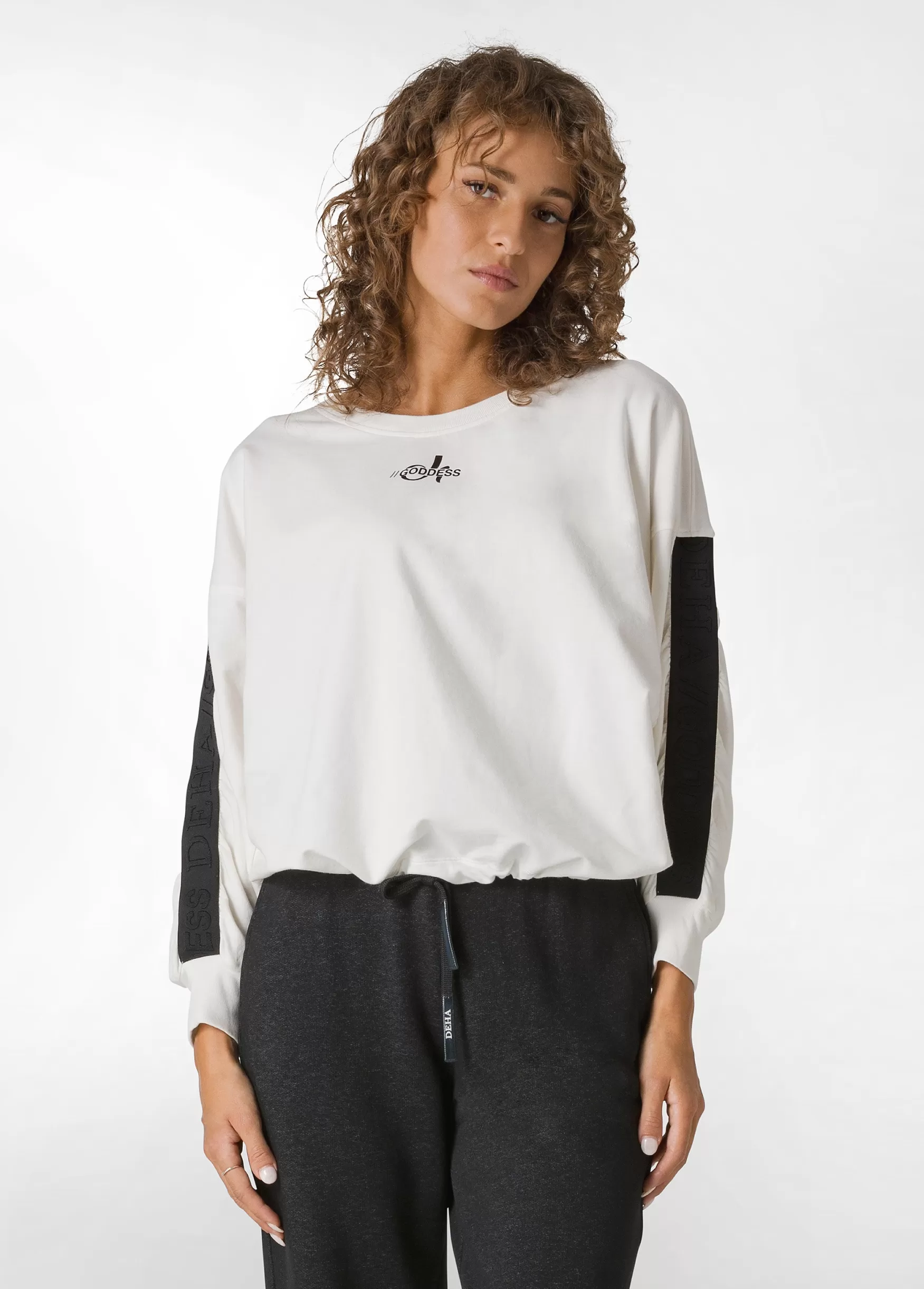 Clearance DEHA Logo Taping Sweatshirt White Milk White